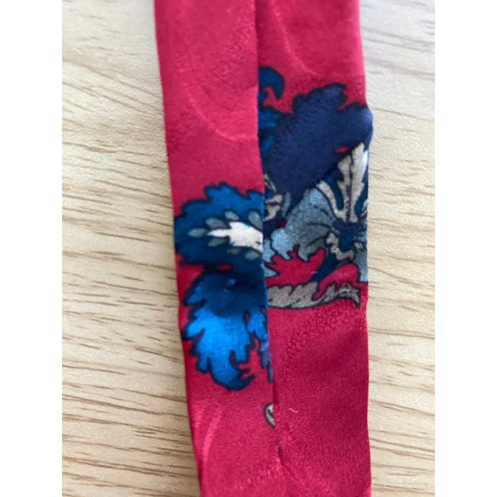 Regal Red and Blue Floral Silk Tie